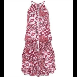 POUPETTE ST BARTH ELODIE MINI DRESS VISCOSE PINK MALI RED BUTTON UP TANK SIZE XS